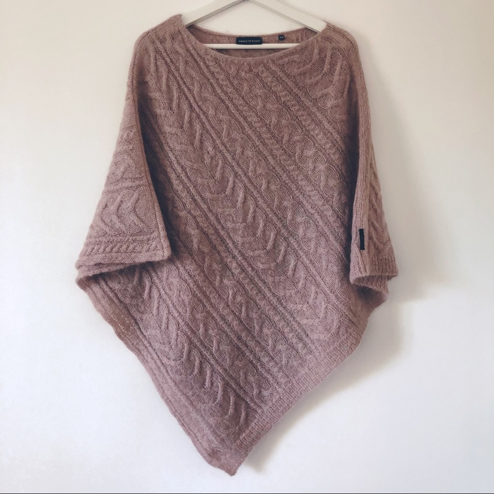 Marc O‘Polo Mohair Plaid Poncho knitted dusty rose pink Size S/M